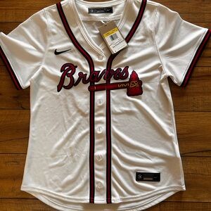 Nike Braves White and Red Jersey